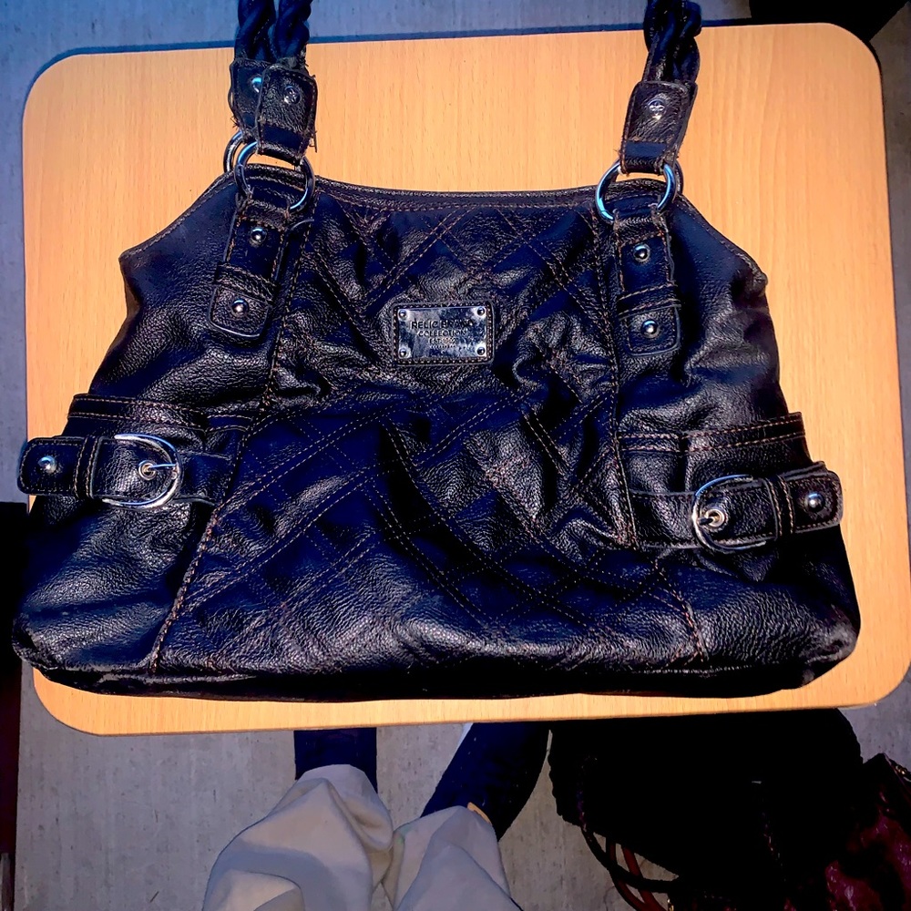 Black leather bag